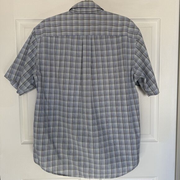 Men’s Dockers Blue Plaid Short Sleeved Button Down Shirt Stain Defender Size L - Picture 3 of 6